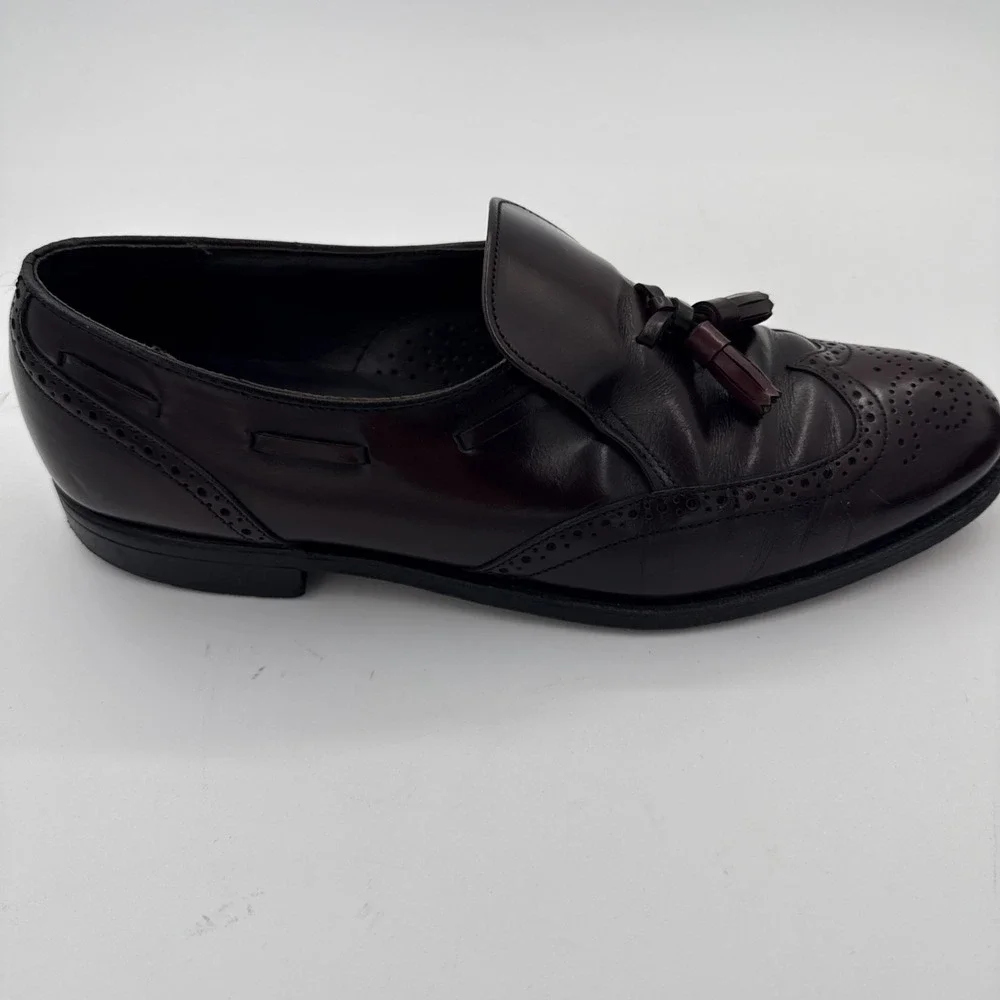 Dexter Mens 10.5 Burgundy Leather‎ Tassel Loafer Shoes Wingtip Brogue Design